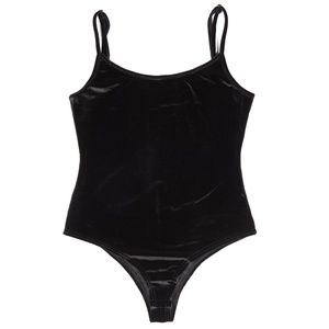 Which We Want Black Velvet Bodysuit